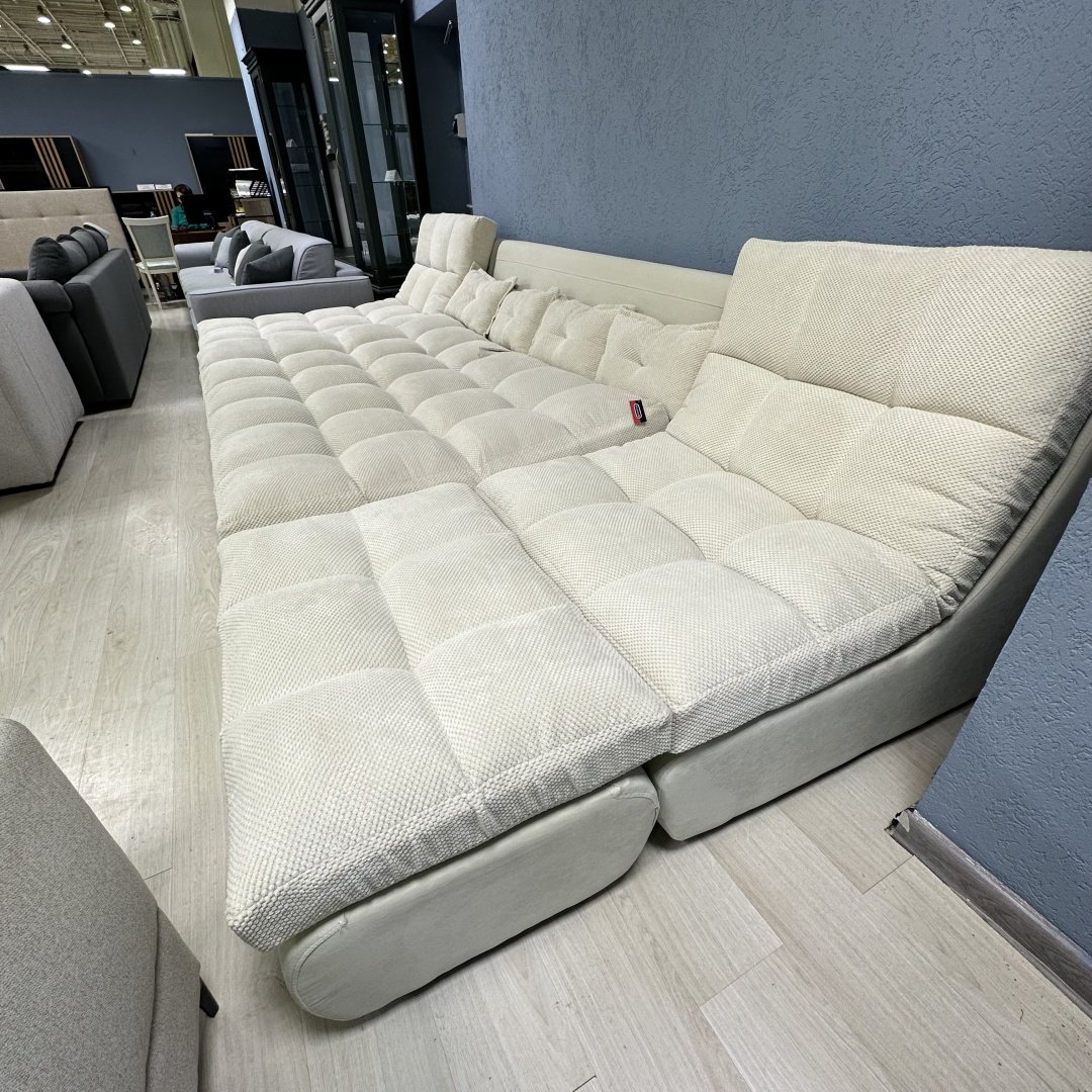 Диван модульный Prestige Пума, 370х170 см, обивка велюр, белый купить,640000