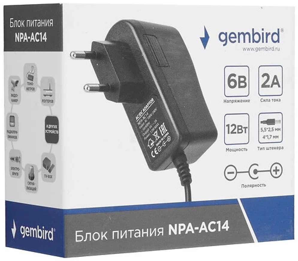 Зарядное устройство Gembird Gembird NPA-AC14 DC 12 Вт черный купить,NaN