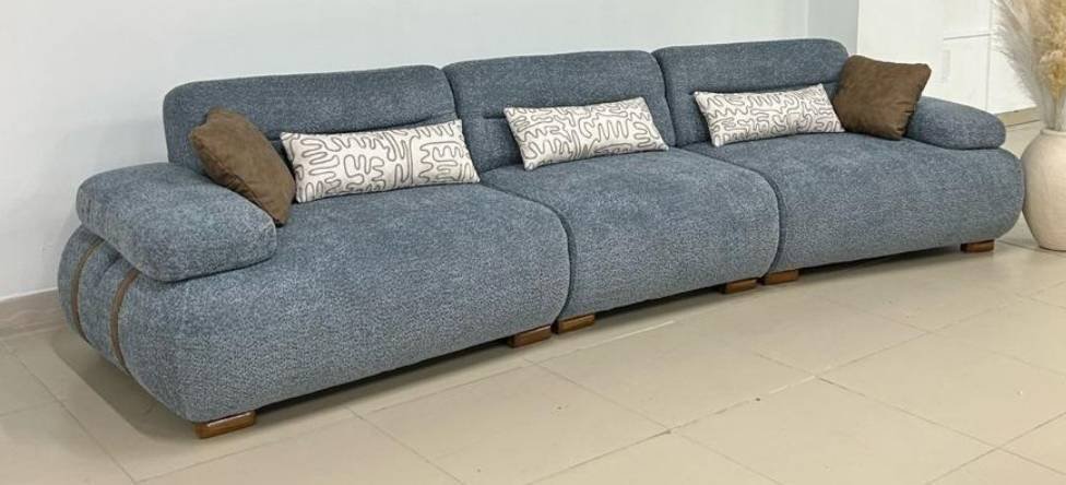 Диван TURAN HOME Lavida, 360х100 см, обивка букле, синий купить,470000