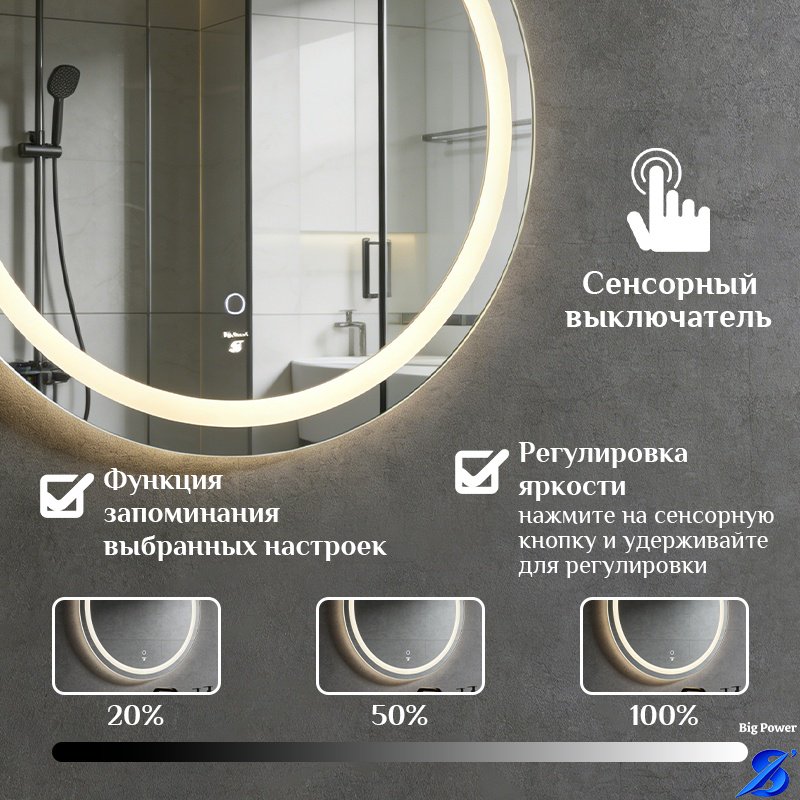 Зеркало настенное Big power 60x60 см - ForteMarket Зеркало настенное Big power 60x60 см купить,19000