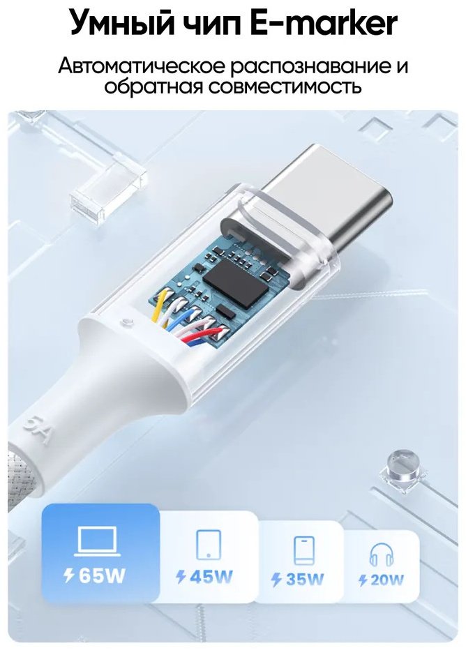 Кабель Ugreen USB TypeC (M), 2 м, L502 / 35221 белый купить,NaN