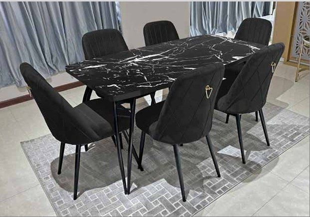 Комплект Grand Miks Париж, стол 150х75 см + 6 стульев, черный