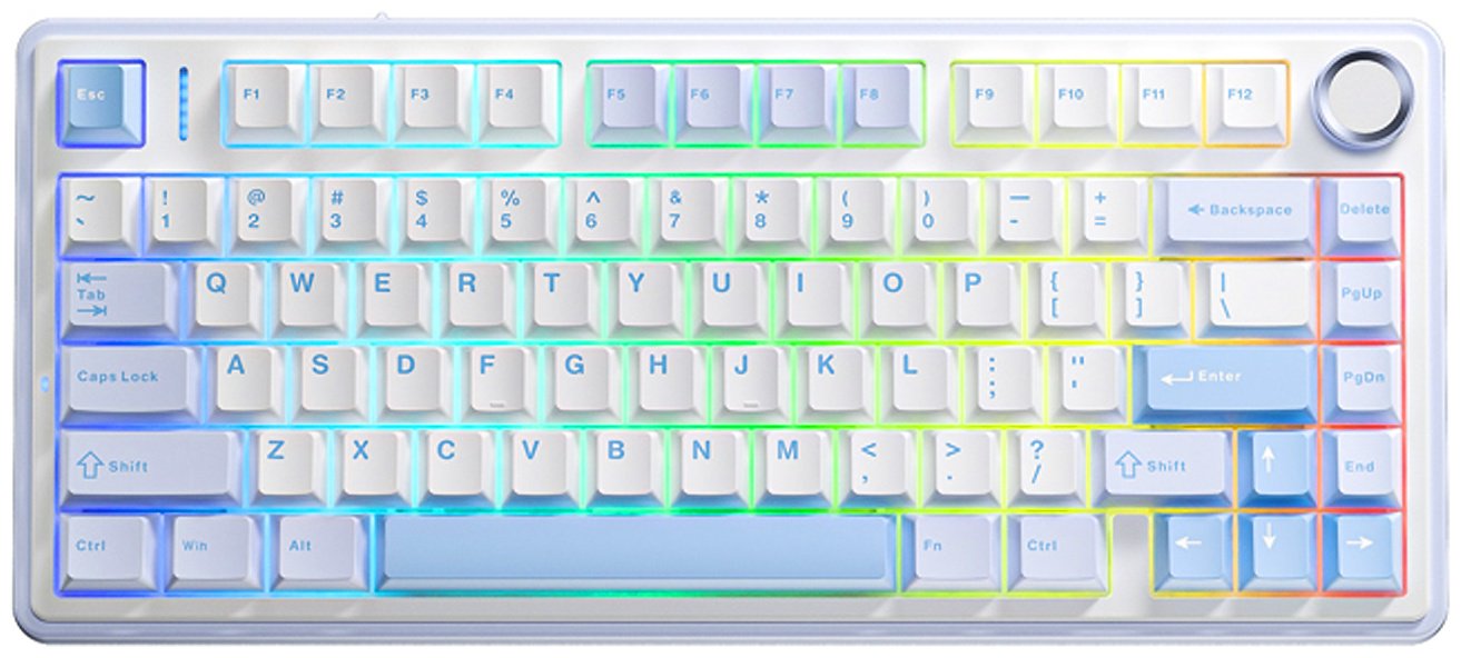 Клавиатура AULA F75 White+Blue+Purple фиолетовый купить,NaN