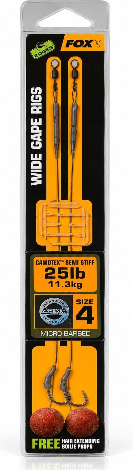 Рыболовный поводок FOX EDGES Wide Gape Rigs №4 25LB CCR176 0.5 камуфляж купить,NaN