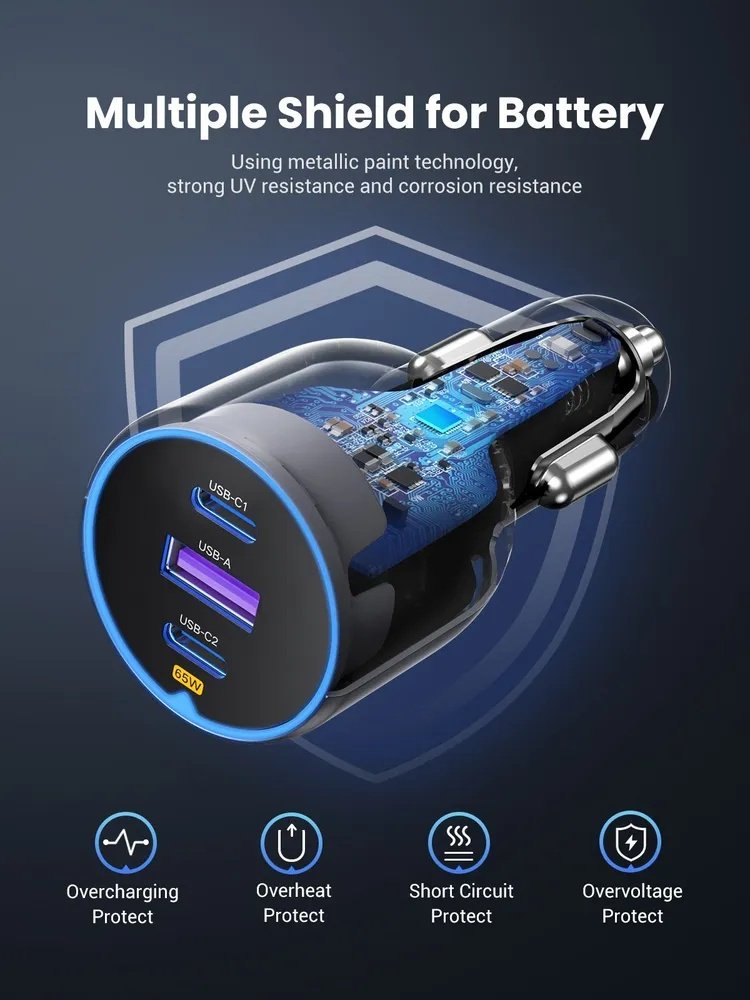 Зарядное устройство Ugreen EC703 USB Type-C, USB 75 Вт черный купить,NaN