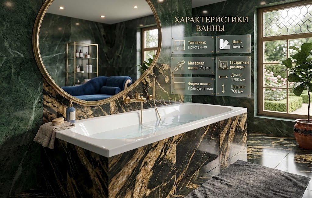 Ванна KABINKA.KZ Щ0000068306 170x70 см, акрил купить,131400
