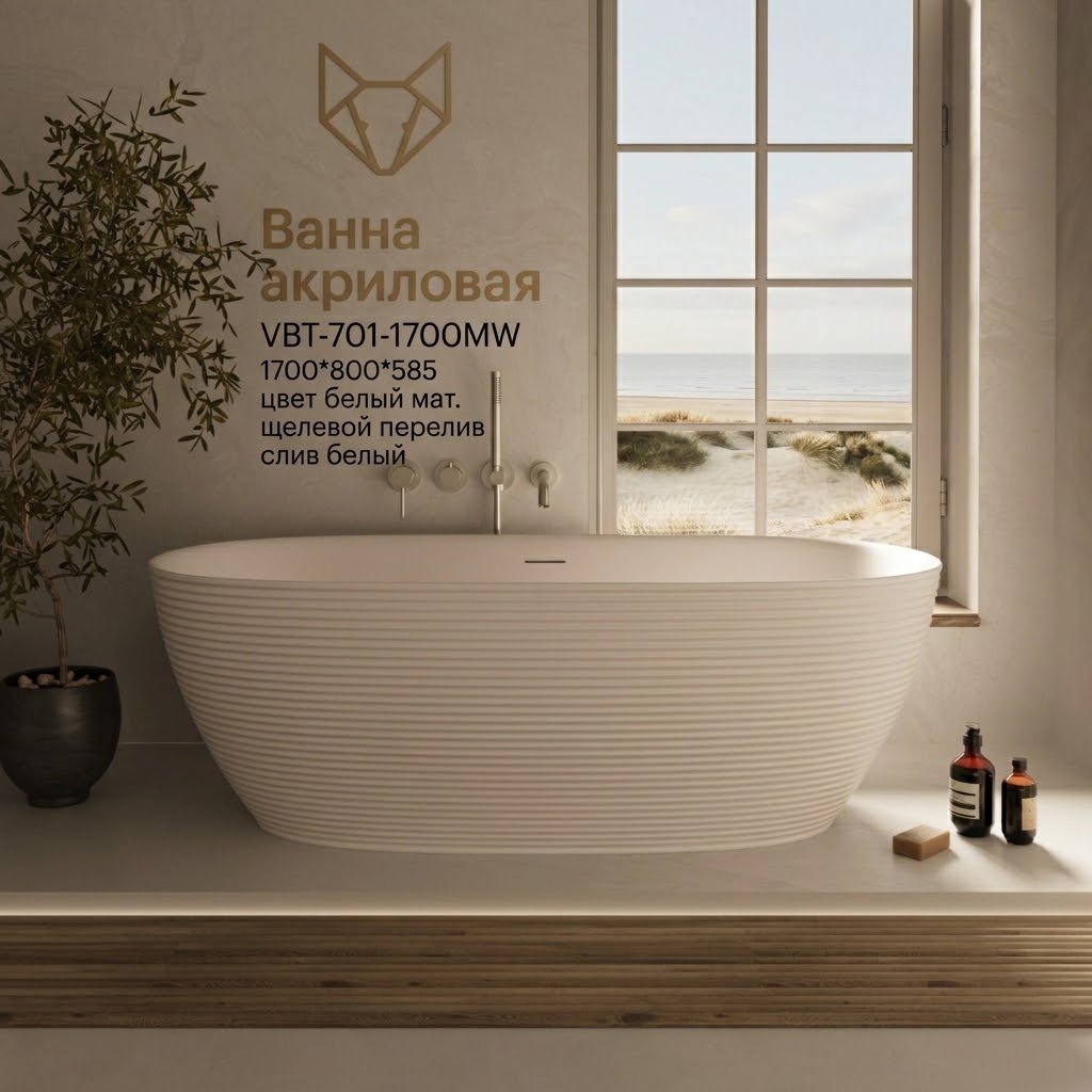 Ванна KABINKA.KZ VBT-701-1700MW 170x80 см, акрил