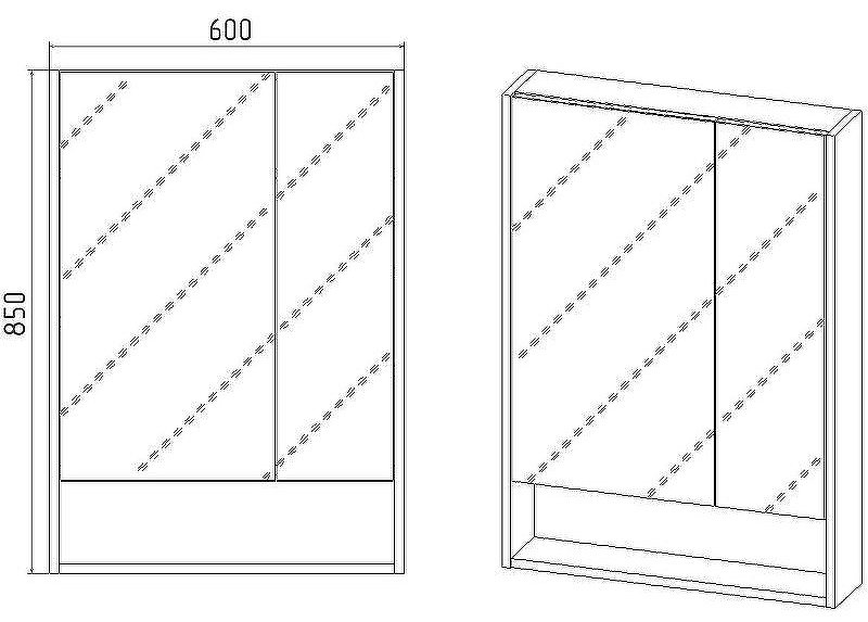 Шкаф зеркальный навесной KABINKA.KZ Мальта 60, 60x13.4x85 см, белый купить,NaN