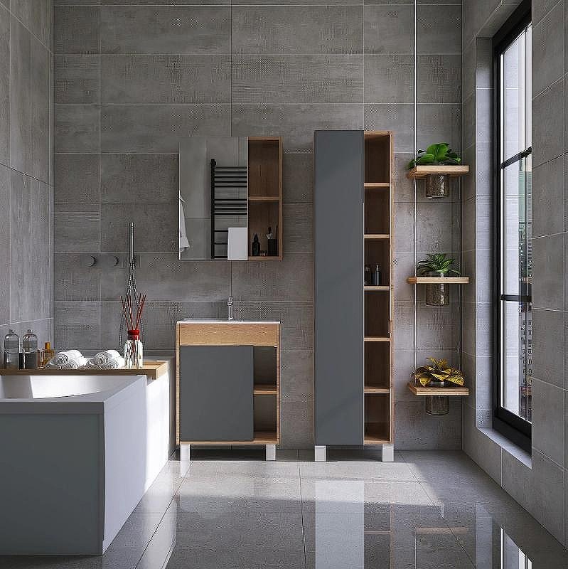 Шкаф зеркальный навесной KABINKA.KZ Бостон 70, 70x16x70 см, коричневый купить,NaN