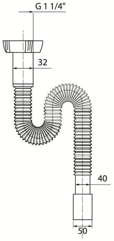 Отвод для сифона WIRQUIN 1 1/4х40/50мм - 800мм (ВИРКЭН) 1 1/4