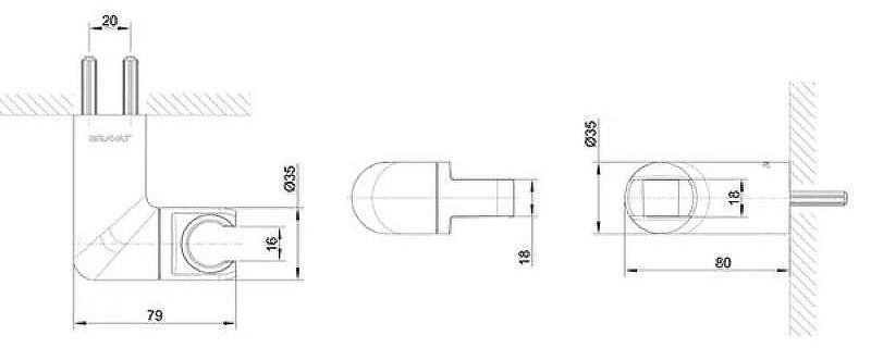 BRAVAT держатель для душа 80х79 мм P7185BW-ENG, пластик купить,30440
