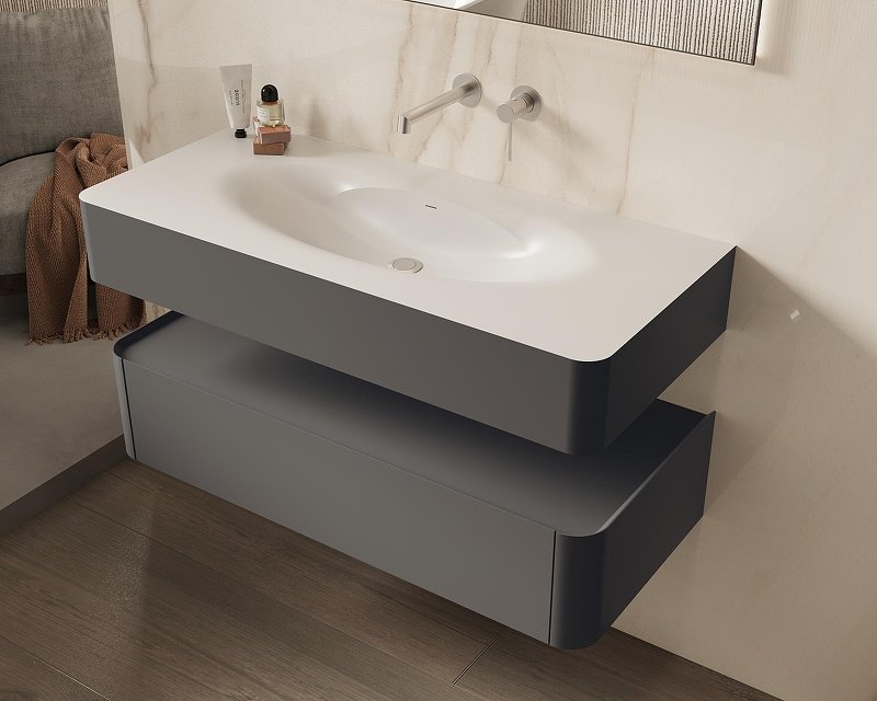 Тумба без раковины KABINKA.KZ Caprise 1200 , 120x26x52 см, серый - ForteMarket Тумба без раковины KABINKA.KZ Caprise 1200 , 120x26x52 см, серый купить,NaN