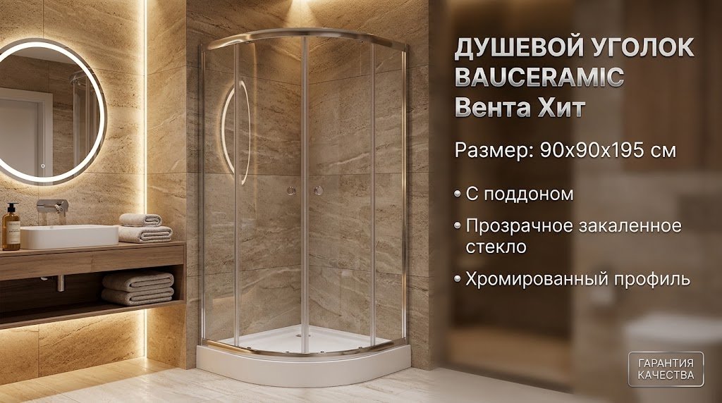 Душевое ограждение KABINKA.KZ двухстенное Вента Хит, 900х1950 мм купить,NaN