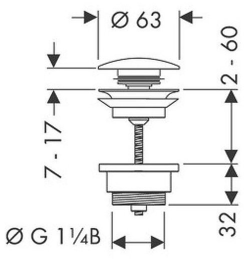 Донный клапан без перелива Hansgrohe 50100340 1 1/4 купить,98000