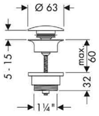 Донный клапан без перелива Hansgrohe Push-Open 50100990 1 1/4 купить,98000
