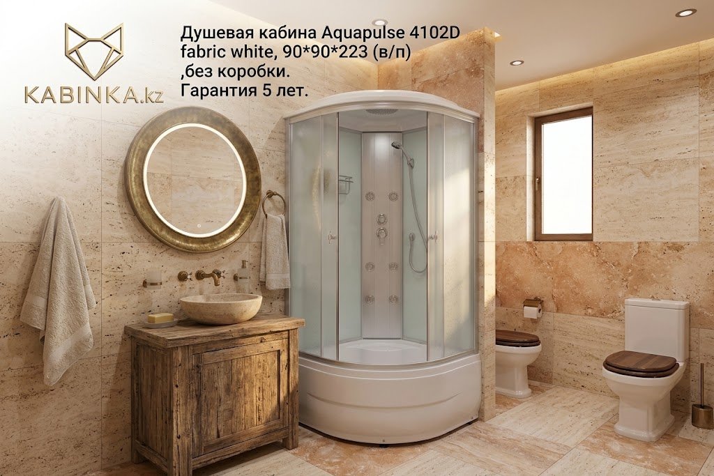 Душевая кабина KABINKA.KZ 4102D fabric white, 223х90 см, высокий поддон купить,NaN