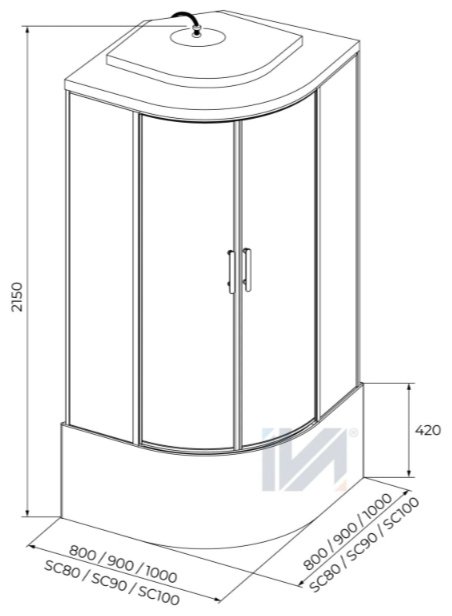 Душевая кабина KABINKA.KZ SC100CTG, 215х100 см, высокий поддон купить,NaN