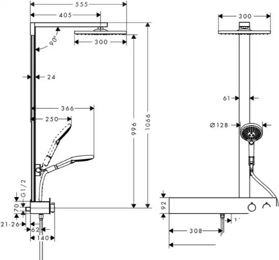 Hansgrohe душевой набор (гарнитур) Raindance E Showerpipe 300 27363000 купить,1342700