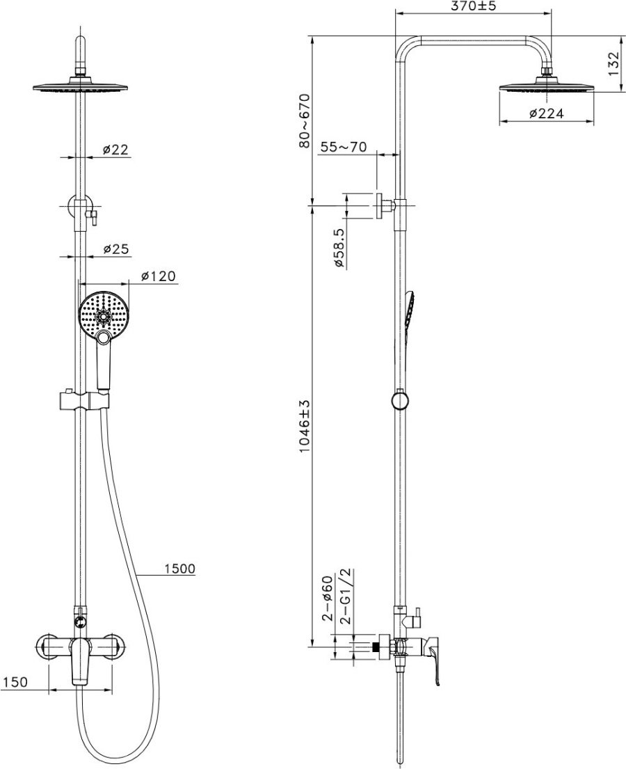 BRAVAT душевой набор (гарнитур) F9807938CP-A-RUS