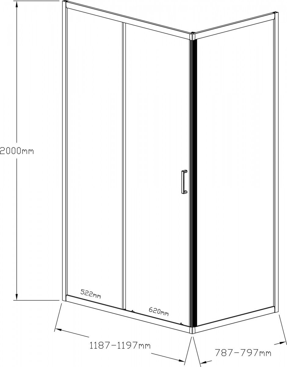 Душевое ограждение KABINKA.KZ двухстенное VSR-1ST8013CL, 800х2000 мм купить,NaN