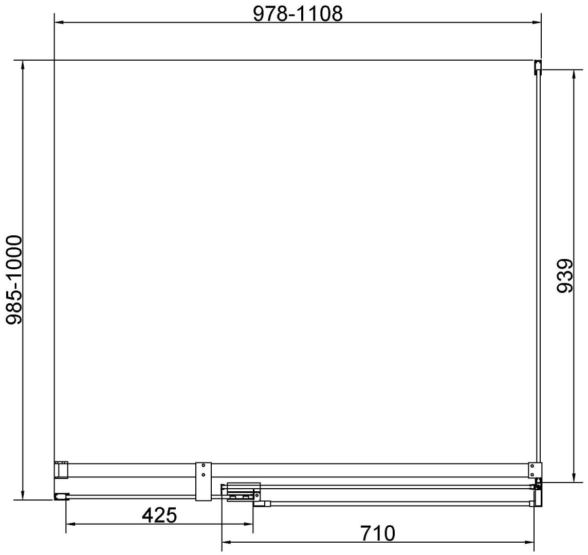 Душевое ограждение KABINKA.KZ двухстенное VSR-4EX101110CLGM, 1000х1950 мм купить,NaN