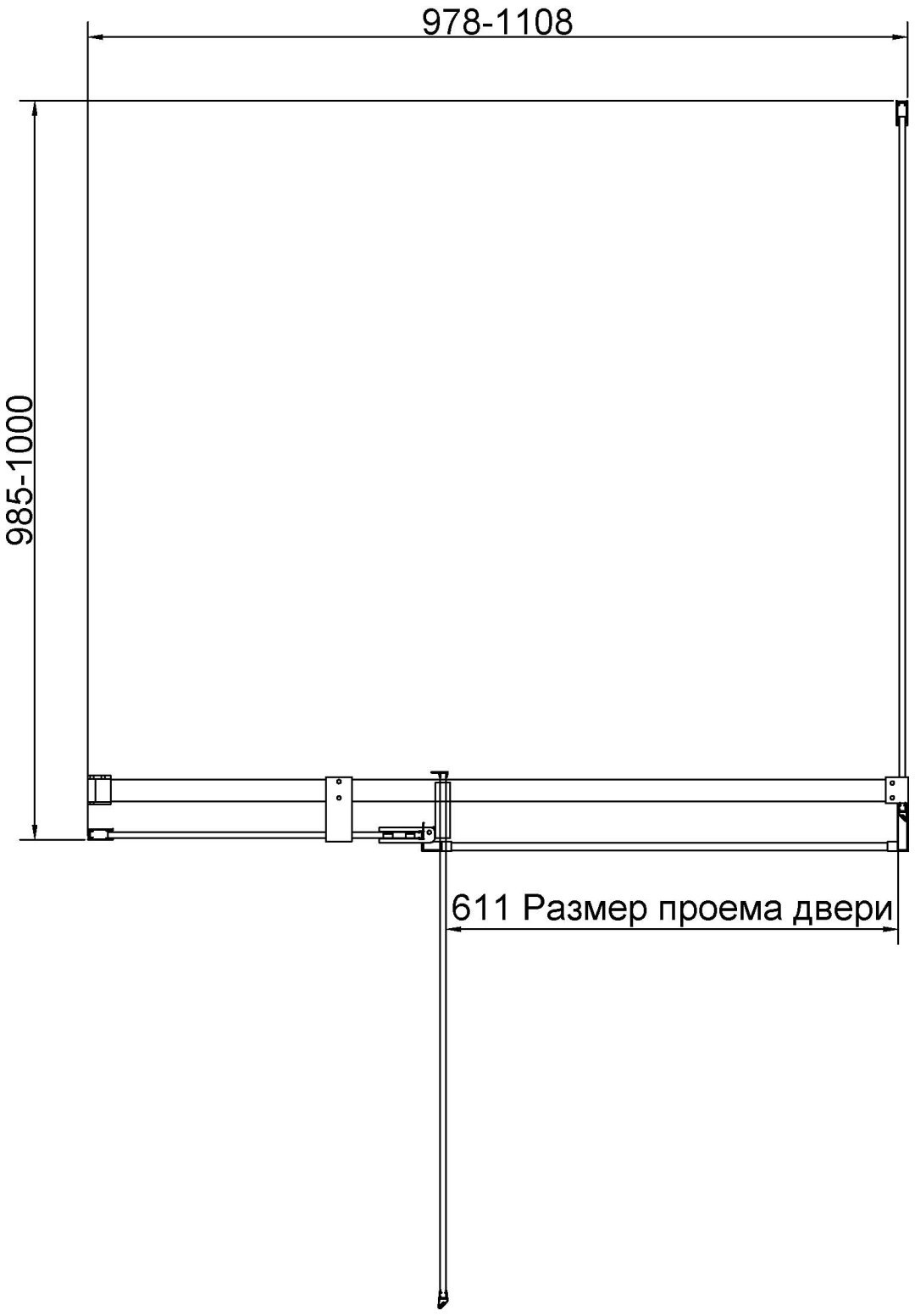 Душевое ограждение KABINKA.KZ двухстенное VSR-4EX101110CLGM, 1000х1950 мм купить,NaN