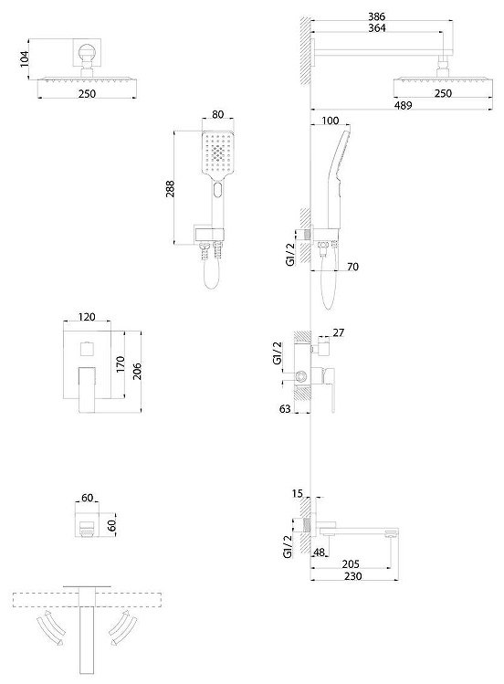 Grossman душевой набор (гарнитур) Style 501.K35.05.120 купить,255500