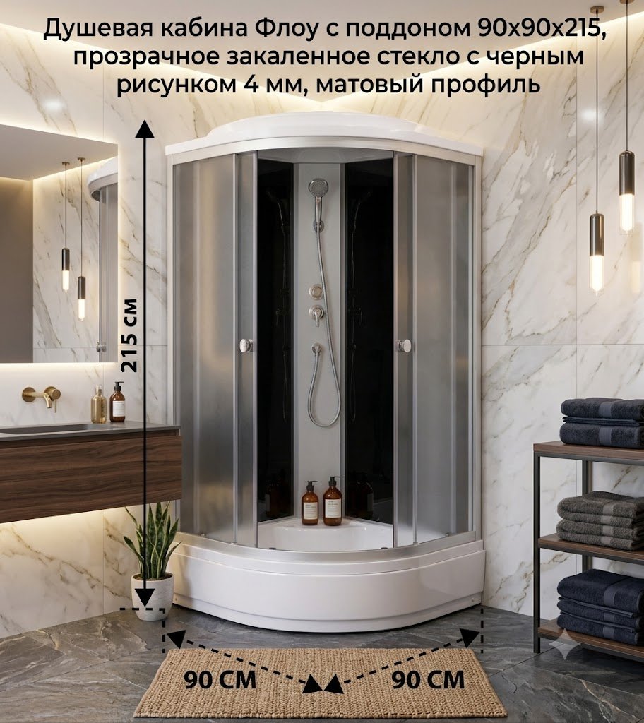 Душевая кабина KABINKA.KZ Флоу , 215х90 см, средний поддон купить,NaN
