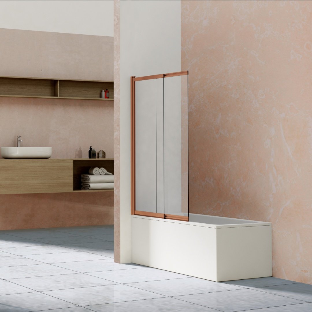 Душевая шторка Vincea VSB-1E100CLBC, 1000*1450, брашированная медь, стекло прозрачное, раздвижная, универсальная