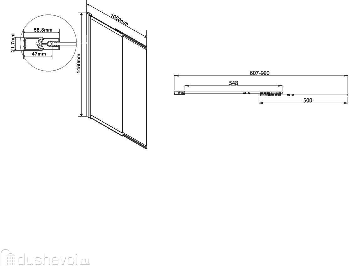 Душевая шторка Vincea VSB-1E100CLBC, 1000*1450, брашированная медь, стекло прозрачное, раздвижная, универсальная купить,225500