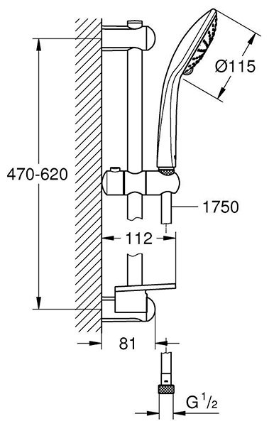 Grohe штанга для душа 620х81 мм Euphoria 110 Duo 27242001, металл, пластик купить,79300