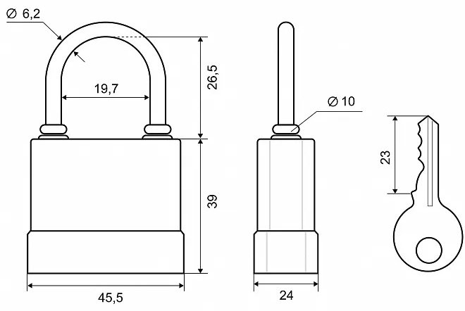 Замок навесной, английский Palladium 907WP-40, 66х45 мм