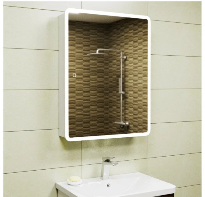 Шкаф зеркальный навесной KABINKA.KZ Оазис, 60x15x80 см, белый купить,NaN