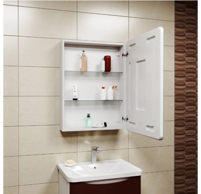 Шкаф зеркальный навесной KABINKA.KZ Оазис, 60x15x80 см, белый купить,NaN