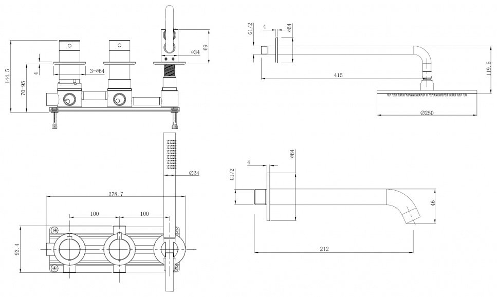 Abber душевой набор (гарнитур) Wasser Kreis 316 AF8150BG купить,657700