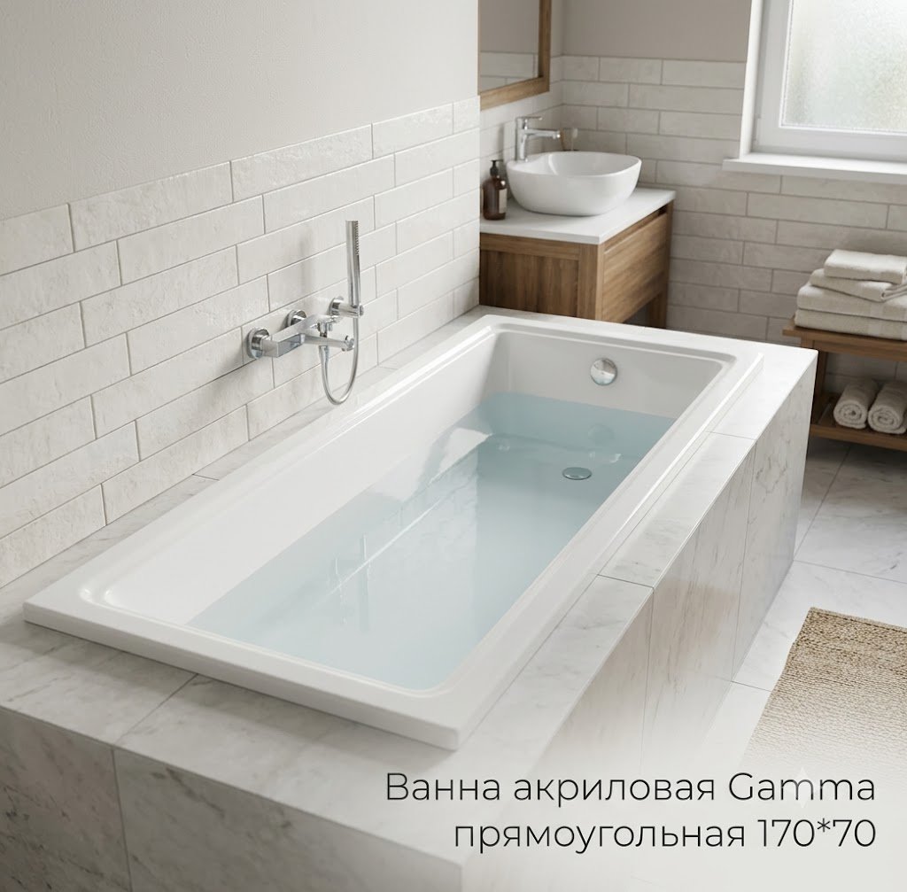 Ванна KABINKA.KZ Gamma прямоугольная 170*70 170x70 см, акрил купить,141900