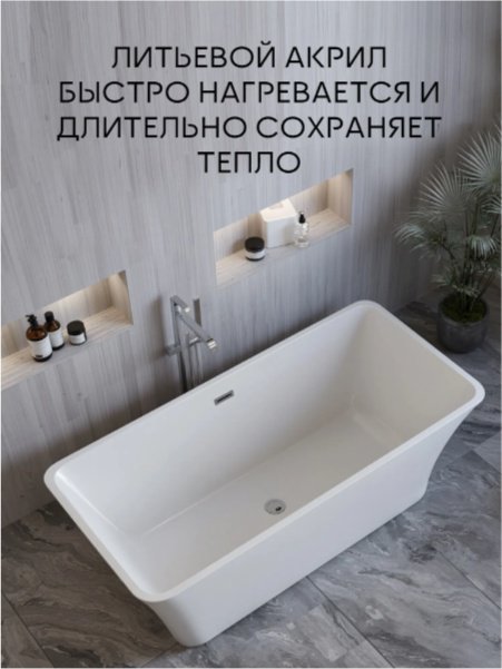 Ванна BAU Pure Рим 160x75 см, акрил купить,NaN