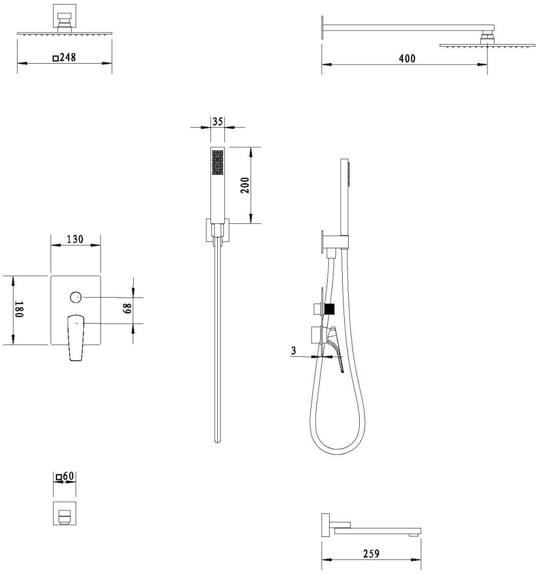 Vincea душевой набор (гарнитур) VSFW-5P1CH купить,311400