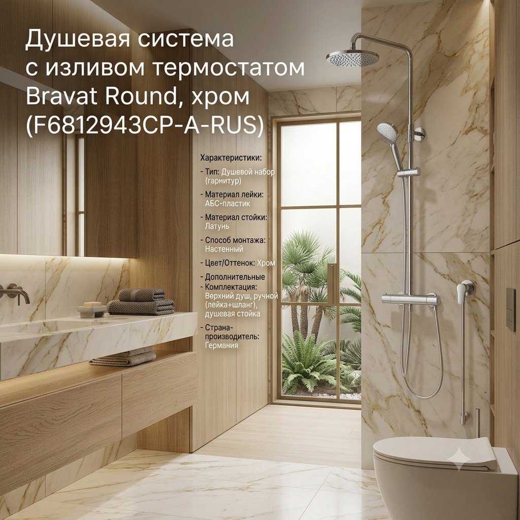 BRAVAT душевой набор (гарнитур) F6812943CP-A-RUS купить,136710