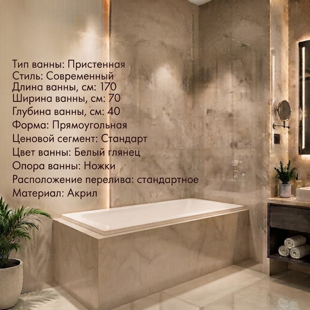 Ванна KABINKA.KZ JSD-02-170 LUX 170x70 см, акрил купить,67552