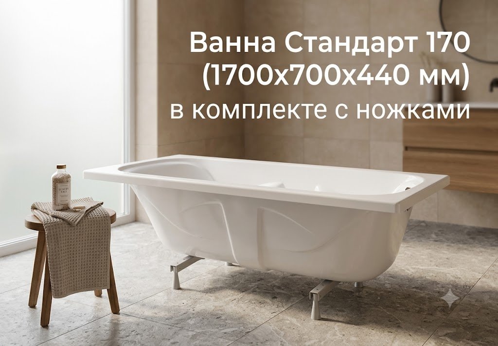 Ванна KABINKA.KZ Стандарт 170 170x70 см, акрил купить,142500