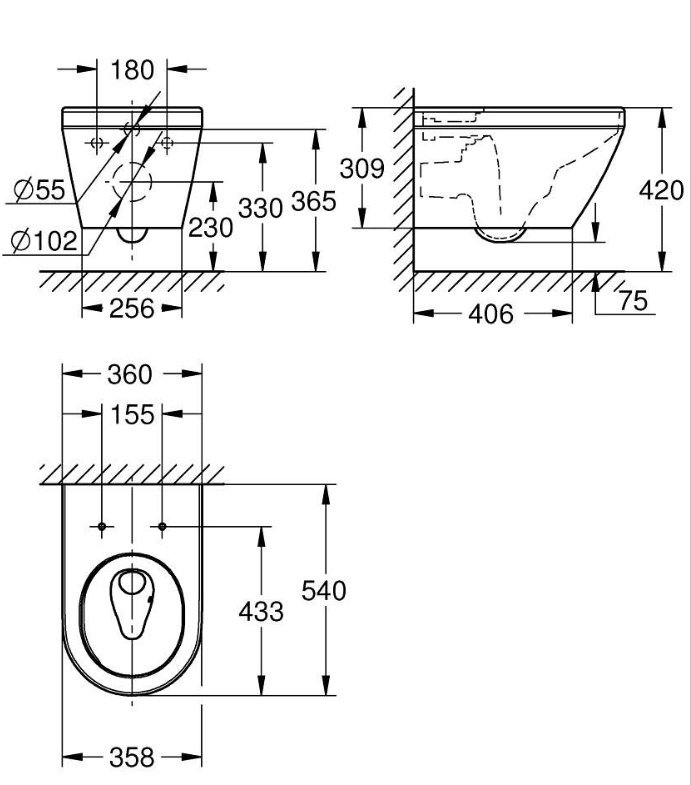 Чаша унитаза Grohe 102485SH00, санкерамика купить,228800