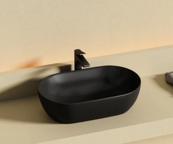 Раковина Ceramicanova CN12001MB накладная овальная 50, санфарфор