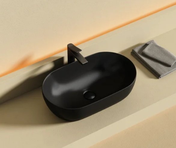 Раковина Ceramicanova CN12001MB накладная овальная 50, санфарфор