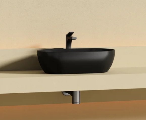Раковина Ceramicanova CN12001MB накладная овальная 50, санфарфор