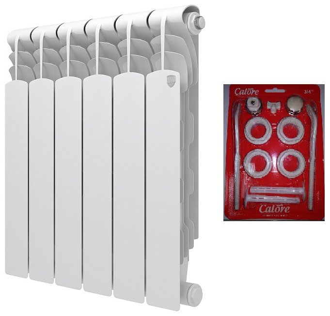 Радиатор Royal Thermo секционный Revolution Bimetall 500 биметаллический, кол-во секций: 6