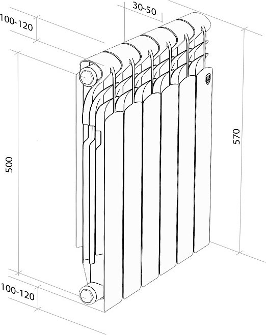 Радиатор Royal Thermo секционный Revolution 500/80-2 алюминиевый, кол-во секций: 10 купить,96900