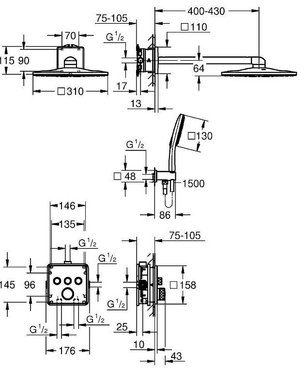Grohe душевой набор (гарнитур) 34864000 купить,1119600