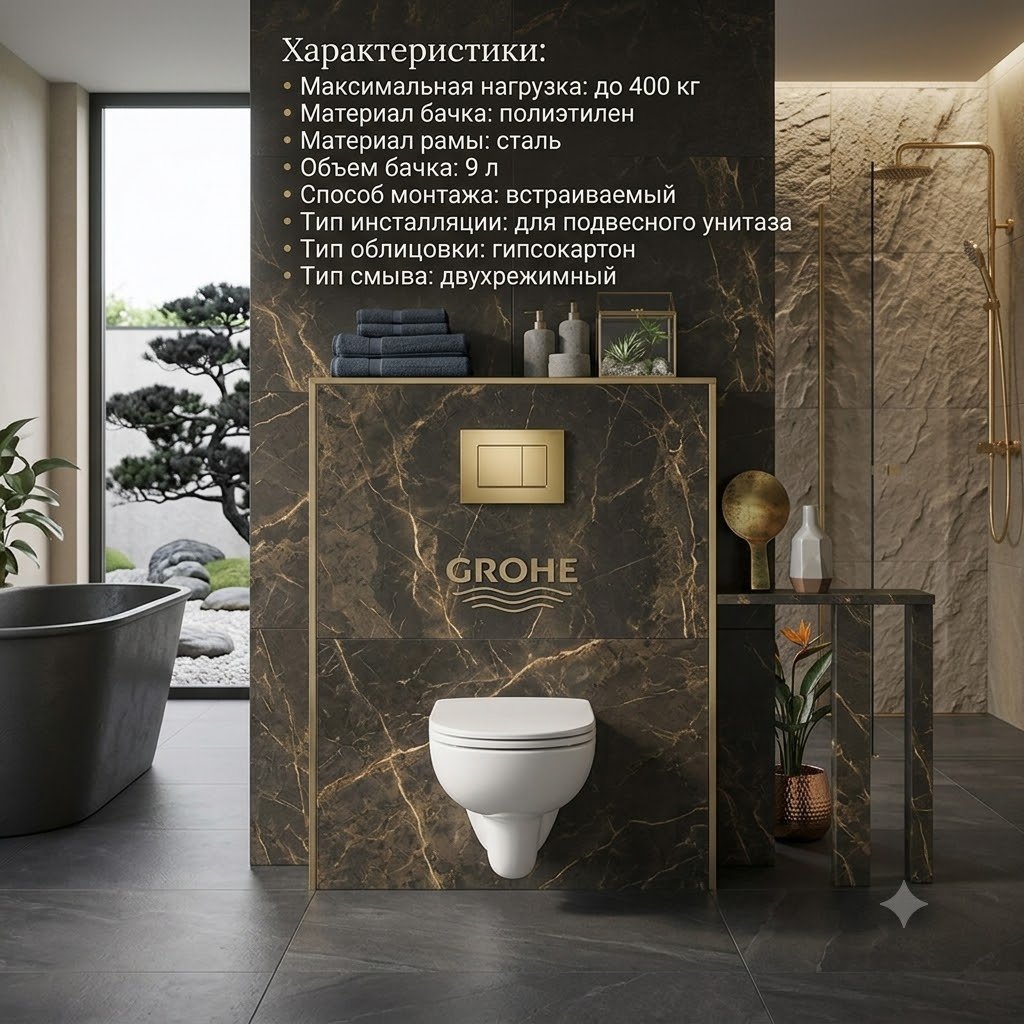 Унитаз с инсталляцией Grohe 39817000, санфаянс купить,255600