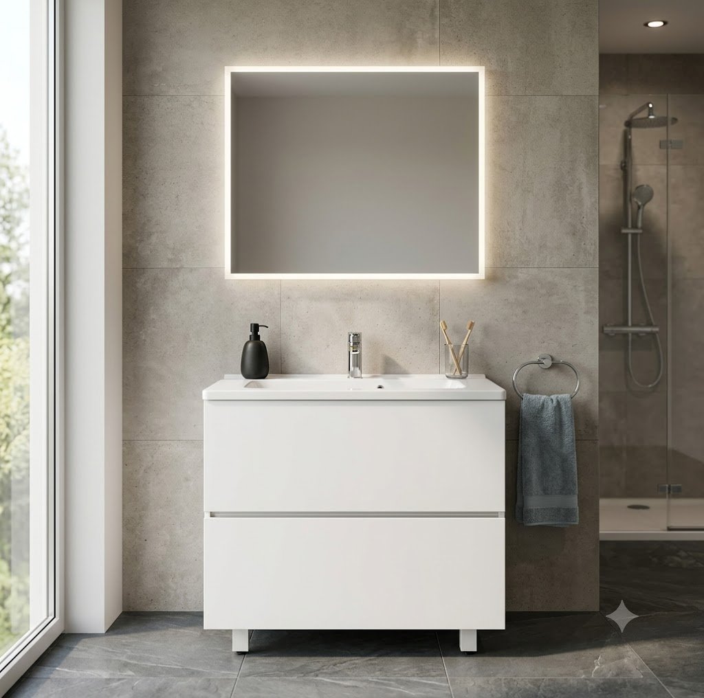 Тумба с раковиной KABINKA.KZ Сапфир 70 , 70x82x43 см, белый
